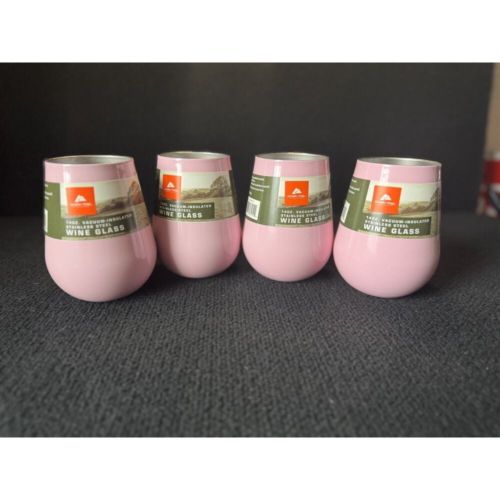 New Pink Ozark Trail 14 OZ. Vacuum-Insulated Stainless Steel Wine Glass